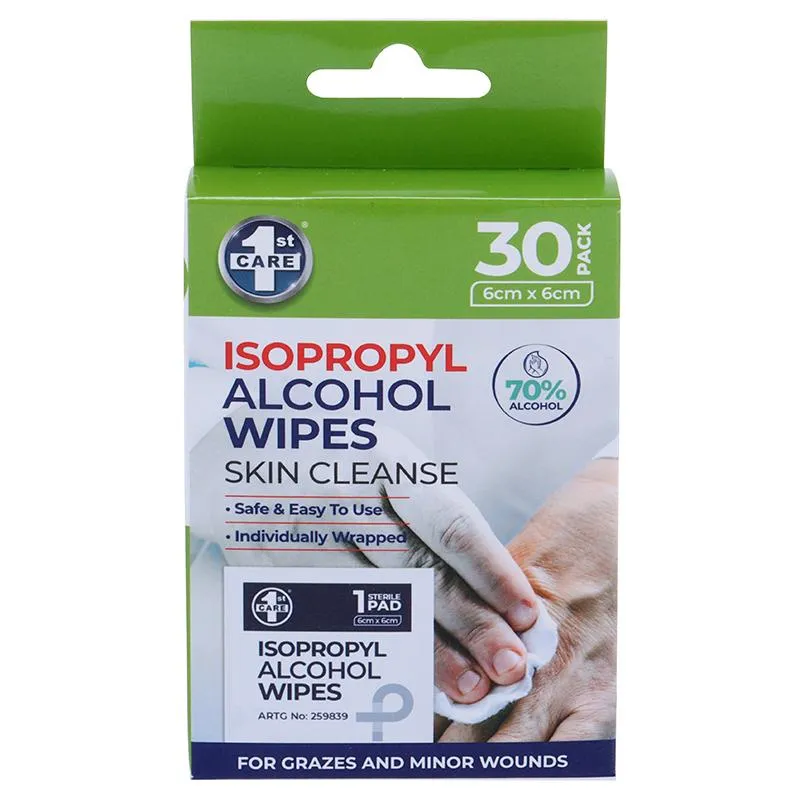 [281176] 1st Care Alcohol Swab Wipes 6cm x 6cm 30pk