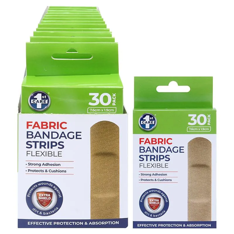 [130436] 1st Care Bandage Strips Flexible 7.6cm x 1.9cm 30pk - Fabric