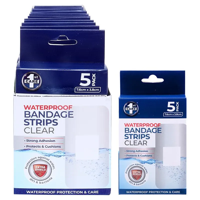 [105960] 1st Care Bandage Strips Waterproof Clear 7.6cm x 3.8cm 5pk - PE