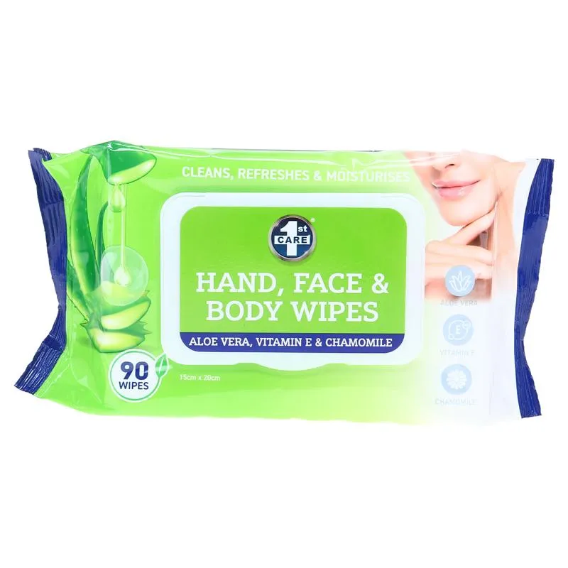 [321452] 1st Care Hand, Face & Body Wet Wipes with Aloe Vera, Vitamin E & Chamomile 90pk