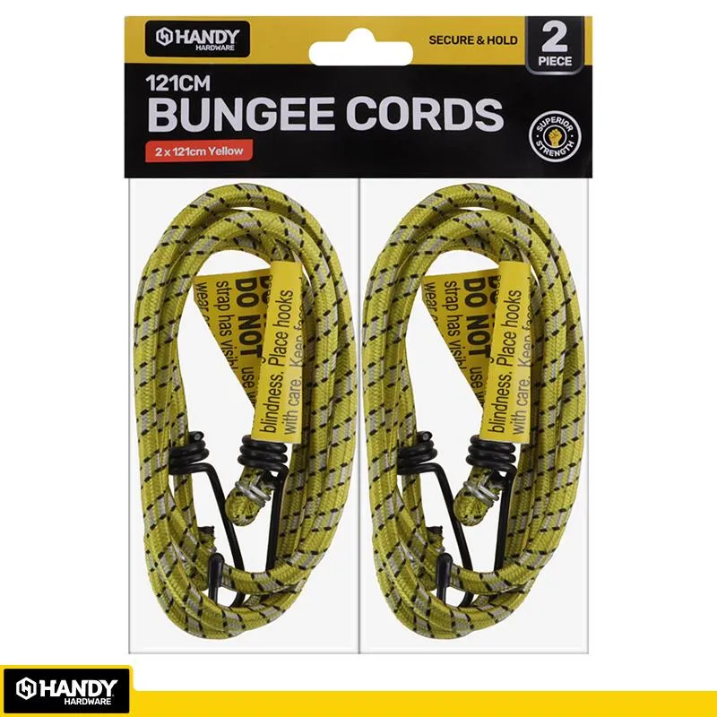 Handy Bungee Cord Black & Yellow 121cm 2pc