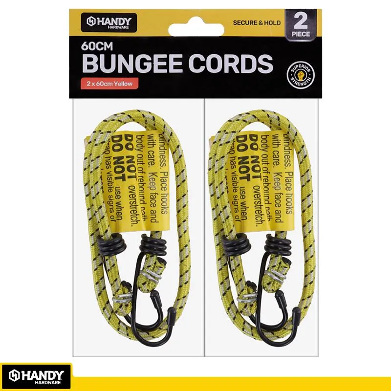 Handy Bungee Cord Black & Yellow 60cm 2pc