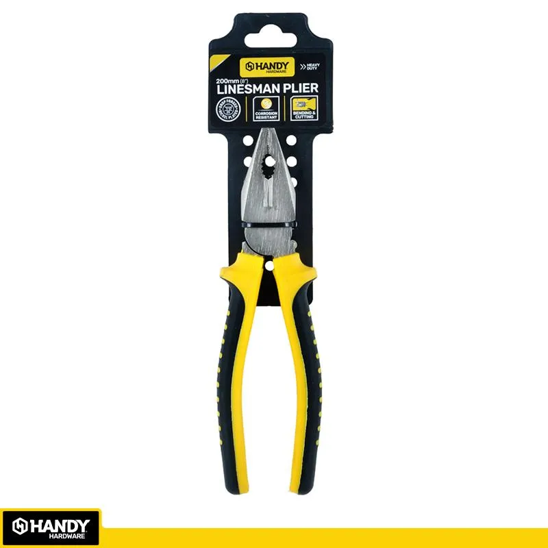 [278206] Handy Plier Premium Linesman Comfort Grip Handle Black & Yellow 200mm