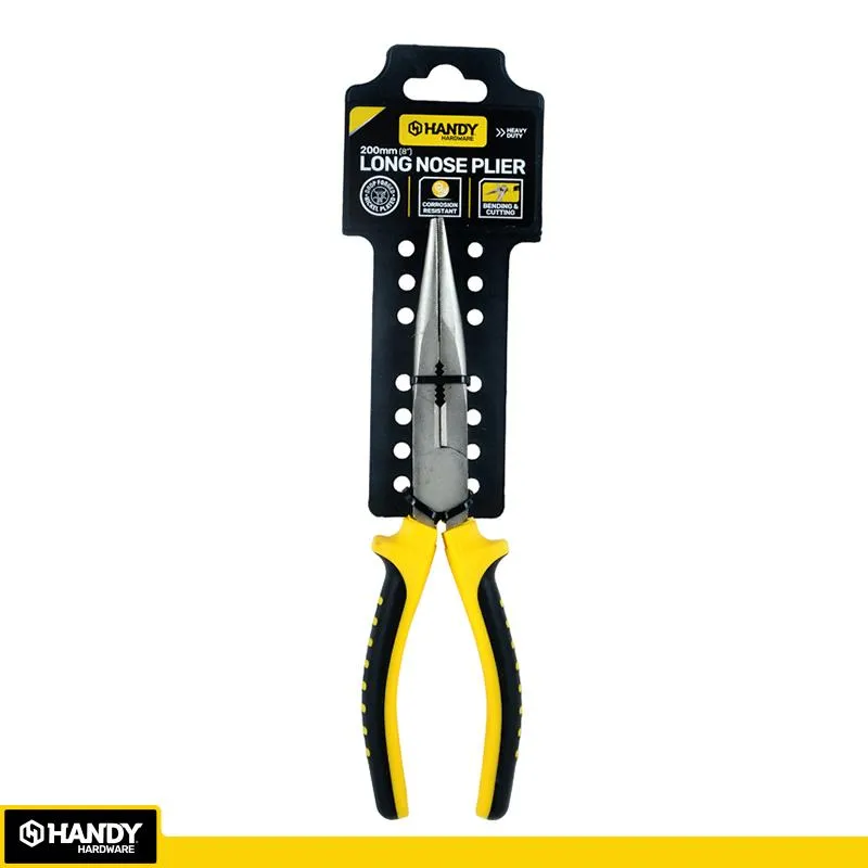 Handy Plier Premium Long Nose Comfort Grip Handle Black & Yellow 200mm