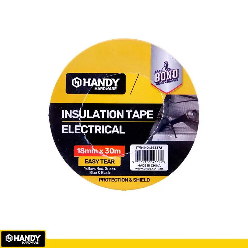 Handy Tape Insulated PVC Coloured Tape 5 Assorted Colours Yellow, Red, Green, Blue& Black 18mm x 30m