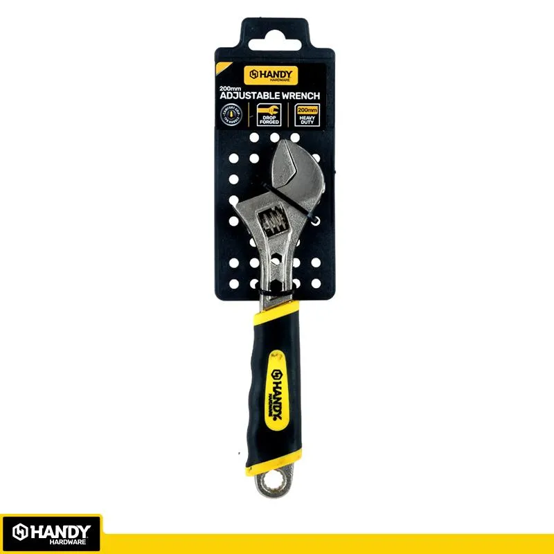 [106486] Handy Wrench Adjustable Black & Yellow Soft Grip Handle 200mm