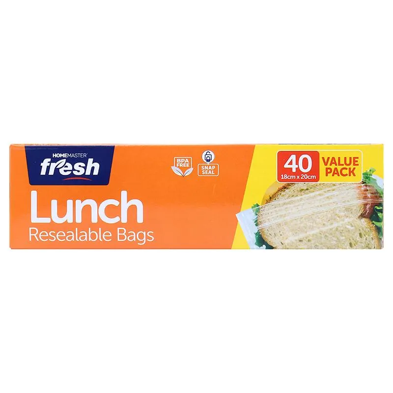 [233199] Home Master Kitchen Consumables Lunch Bags Snap Lock 40pk 18cm x 20cm
