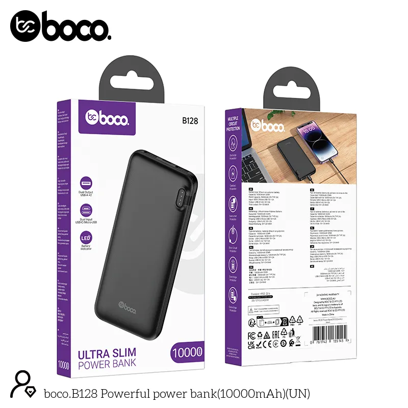 [B128B] boco. B128 Powerful Power Bank(10000mAh) Black