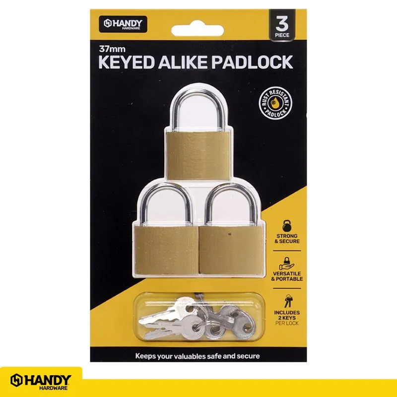 [243150] Handy Padlock 37mm - 2 Keys 3pk