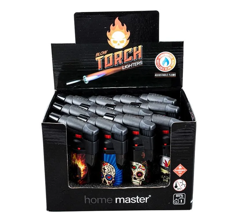 [243327] Lighter Gas Blow Torch Refillable - Assorted Skull Designs