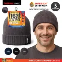 Beanie Adults Heat Control Thermal Lined Ribbed Cuff Black, Navy & Grey